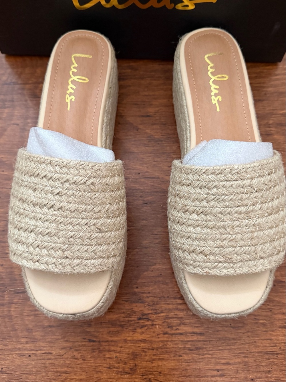 Lulu's Natural Braided Espadrille Slide Mules - Beige